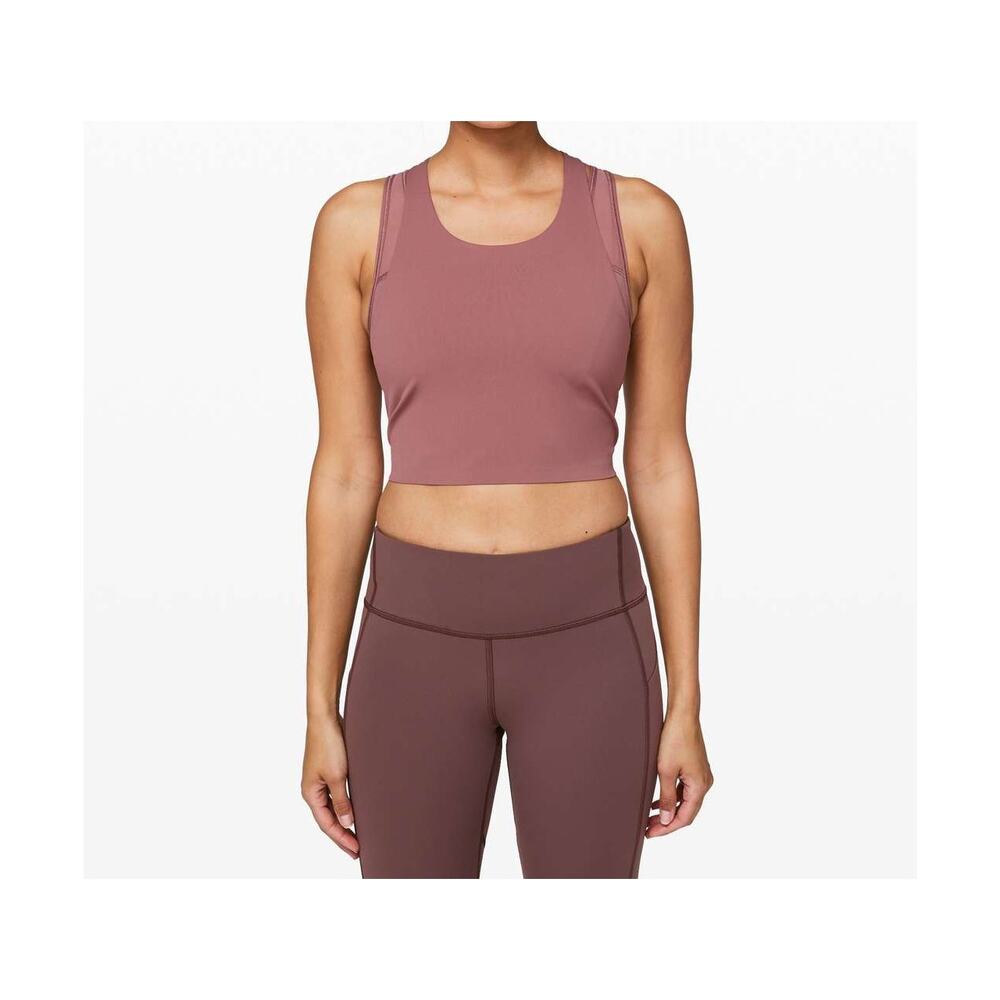 Lululemon Break Free Crop Tank Top Size 4 Terracota Dust Mesh Stretch Pullover